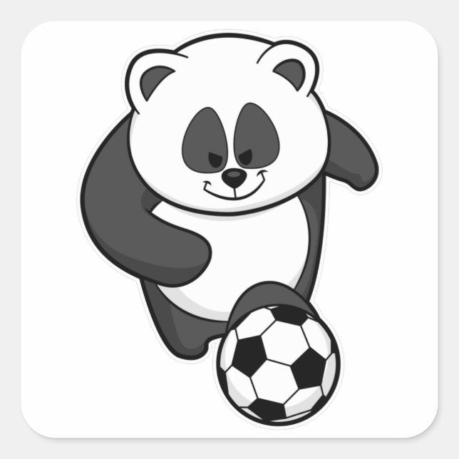 Panda as Soccer player at Soccer Square Sticker (Front)