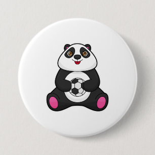 Panda as Soccer player with Soccer ball 7.5 Cm Round Badge