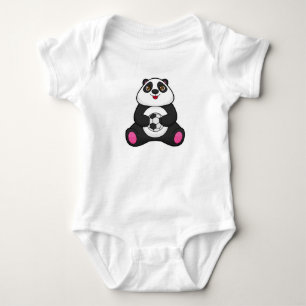 Panda as Soccer player with Soccer ball Baby Bodysuit