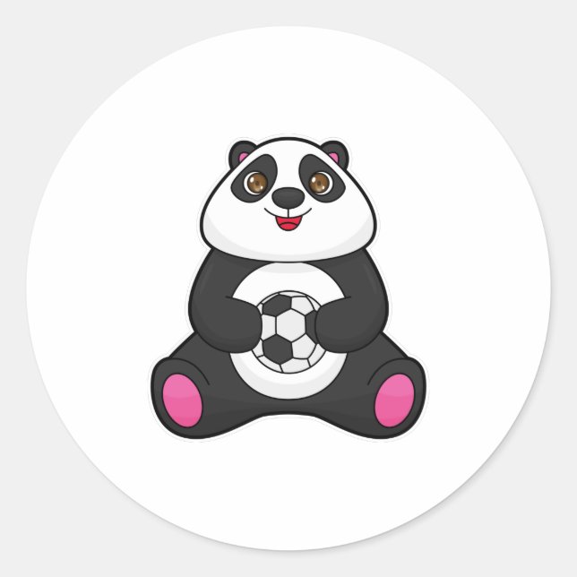 Panda as Soccer player with Soccer ball Classic Round Sticker (Front)
