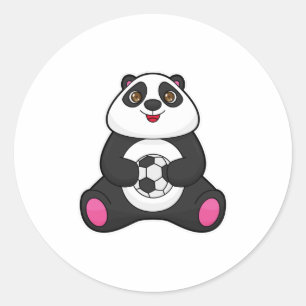 Panda as Soccer player with Soccer ball Classic Round Sticker