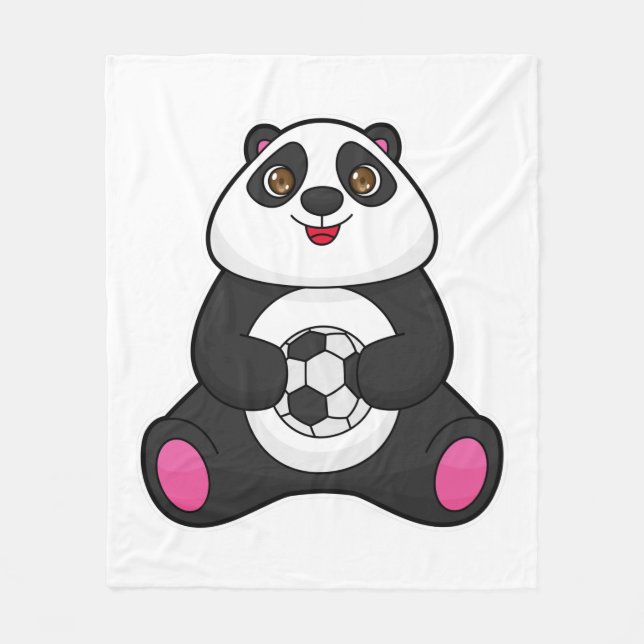 Panda as Soccer player with Soccer ball Fleece Blanket (Front)