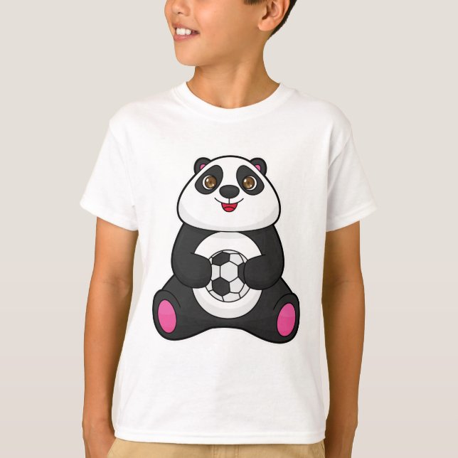 Panda as Soccer player with Soccer ball T-Shirt (Front)