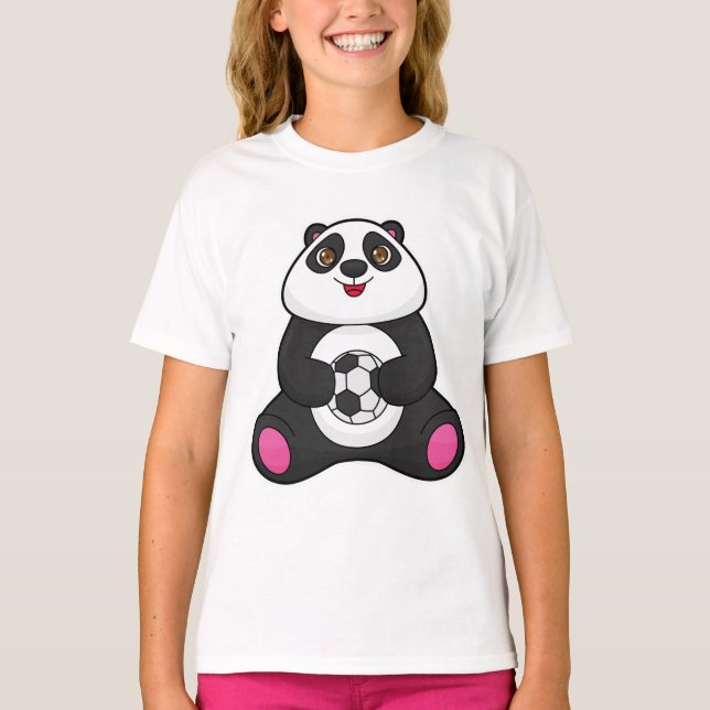 Panda as Soccer player with Soccer ball T-Shirt (Front)