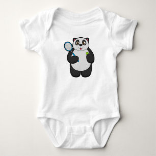 Panda as Tennis player with Tennis racket Baby Bodysuit