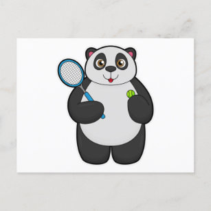 Panda as Tennis player with Tennis racket Postcard