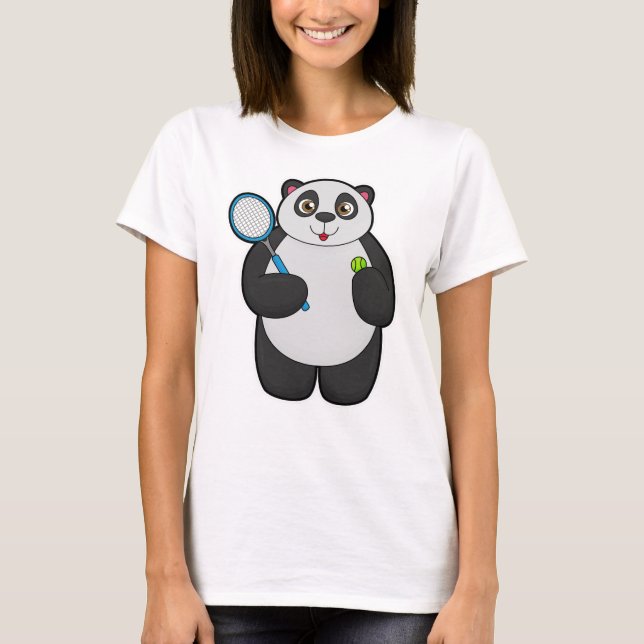 Panda as Tennis player with Tennis racket T-Shirt (Front)