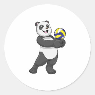 Panda as Volleyball player with Volleyball Classic Round Sticker