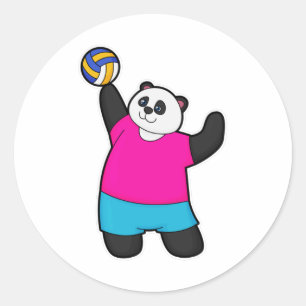 Panda as Volleyball player with Volleyball Classic Round Sticker