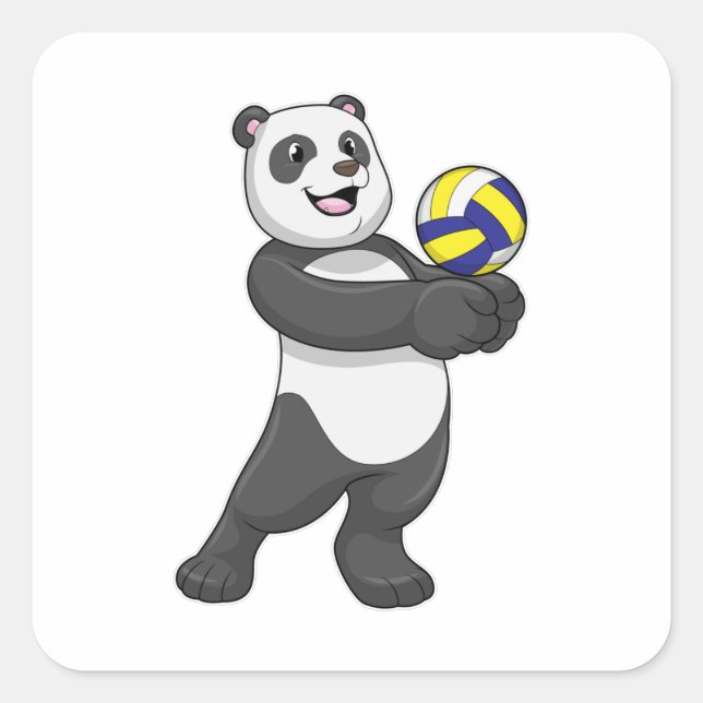 Panda as Volleyball player with Volleyball Square Sticker (Front)