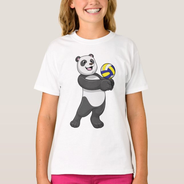 Panda as Volleyball player with Volleyball T-Shirt (Front)