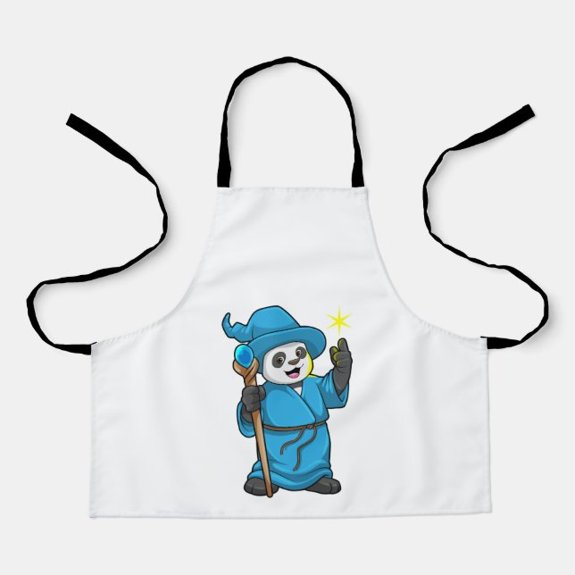 Panda as Wizard with Magic wand Apron (Front)