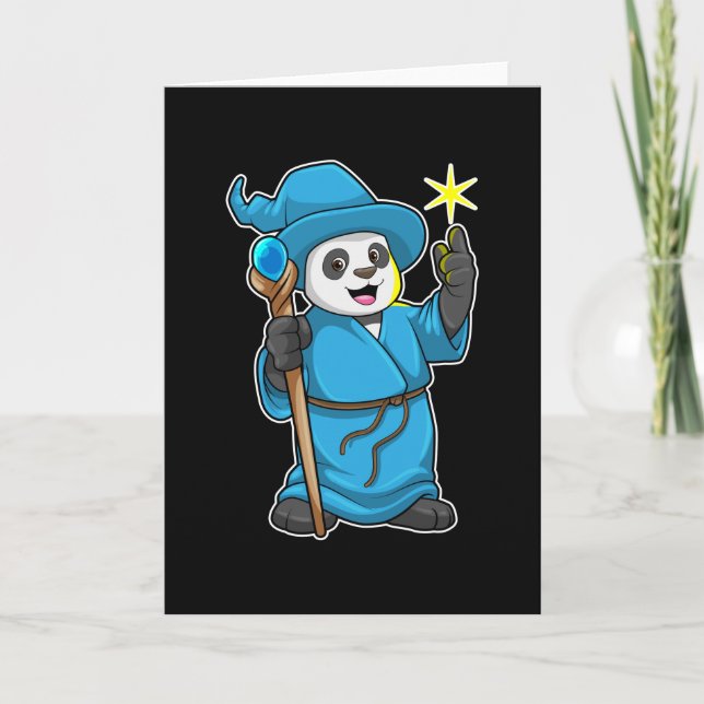 Panda as Wizard with Magic wand Card (Front)