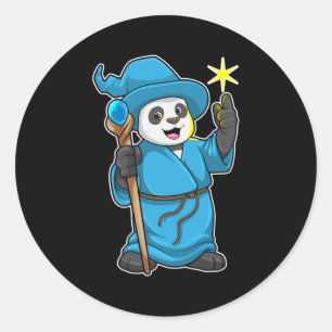Panda as Wizard with Magic wand Classic Round Sticker