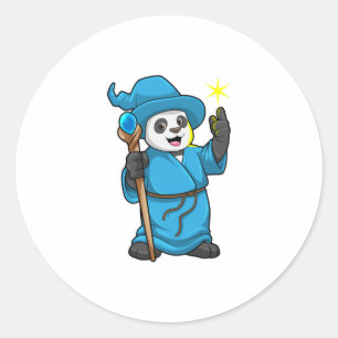 Panda as Wizard with Magic wand Classic Round Sticker