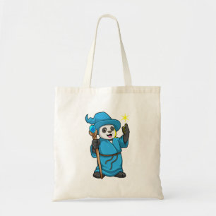 Panda as Wizard with Magic wand Tote Bag
