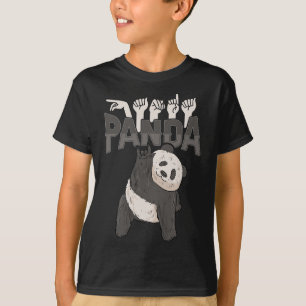 Panda Asl Hand Gesture Deaf Hearing Loss Awareness T-Shirt
