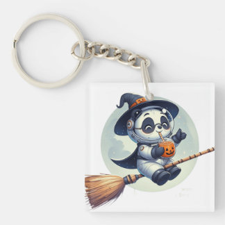 Panda Astronaut's Halloween Adventure: Sipping Pum Key Ring