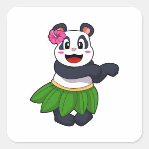 Panda at Ballet Dance Square Sticker