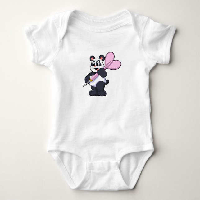 Panda at Darts with Dart Baby Bodysuit (Front)