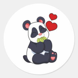 Panda at Eating of Leaves Classic Round Sticker