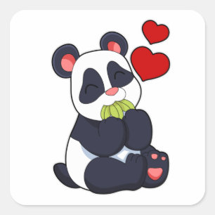 Panda at Eating of Leaves Square Sticker
