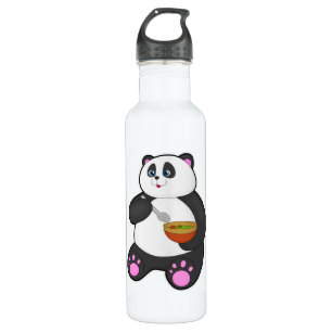 Panda at Eating with Spoon & Bowl 710 Ml Water Bottle