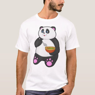 Panda at Eating with Spoon & Bowl T-Shirt