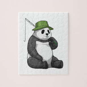 Panda at Fishing with Fishing rod Jigsaw Puzzle