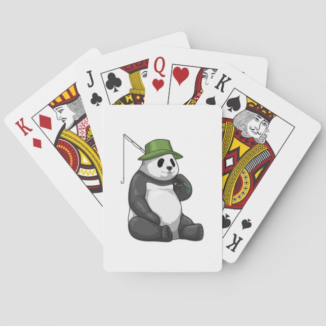 Panda at Fishing with Fishing rod Playing Cards (Back)