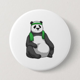 Panda at Fitness with Towel 7.5 Cm Round Badge