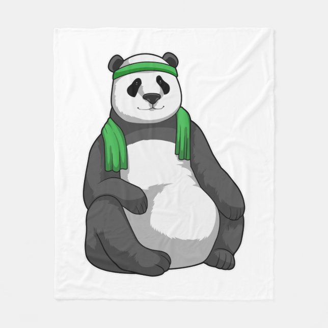 Panda at Fitness with Towel Fleece Blanket (Front)