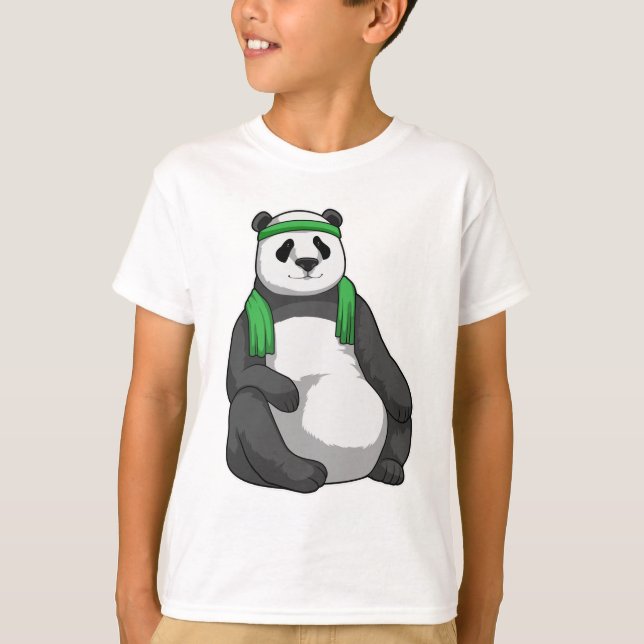 Panda at Fitness with Towel T-Shirt (Front)