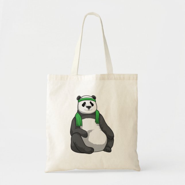 Panda at Fitness with Towel Tote Bag (Front)