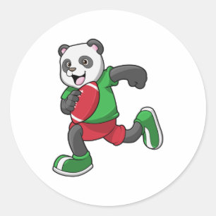 Panda at Football with Equipment Classic Round Sticker