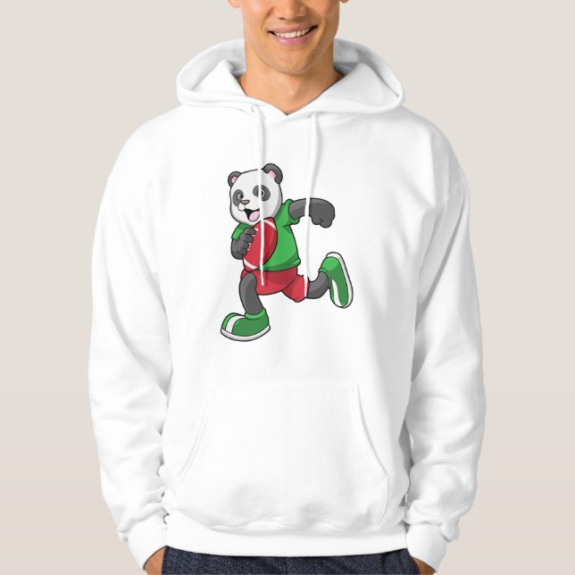 Panda at Football with Equipment Hoodie (Front)