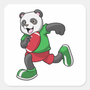 Panda at Football with Equipment Square Sticker