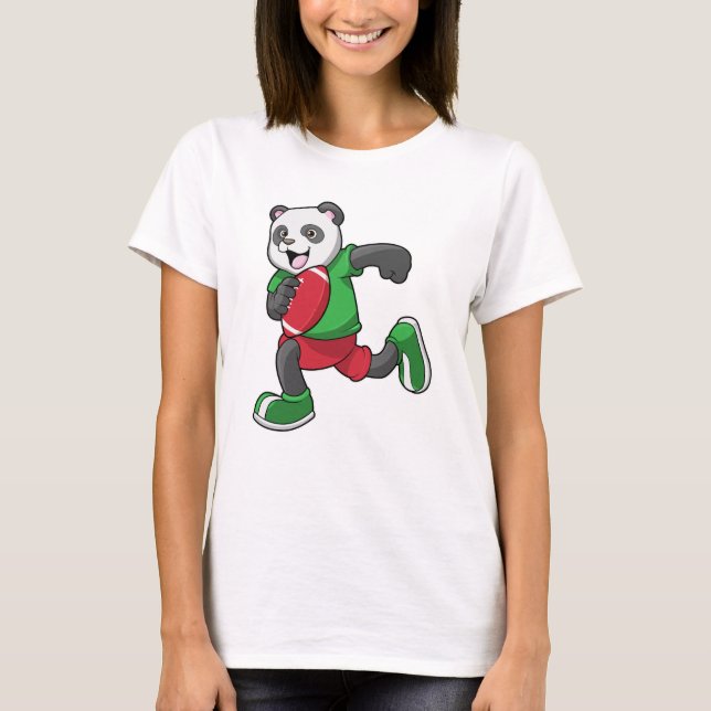 Panda at Football with Equipment T-Shirt (Front)