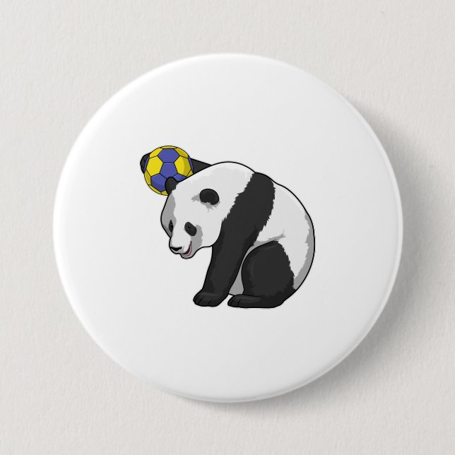 Panda at Handball Sports 7.5 Cm Round Badge (Front)