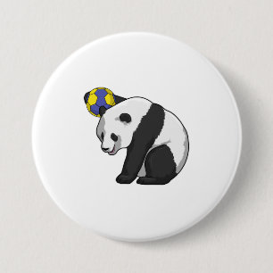 Panda at Handball Sports 7.5 Cm Round Badge