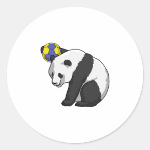 Panda at Handball Sports Classic Round Sticker
