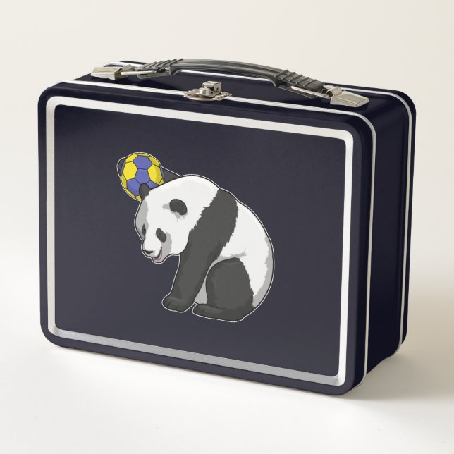 Panda at Handball Sports Metal Lunch Box (Front)
