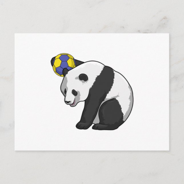 Panda at Handball Sports Postcard (Front)