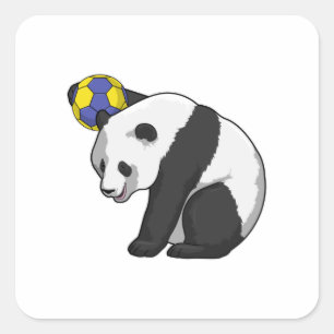 Panda at Handball Sports Square Sticker