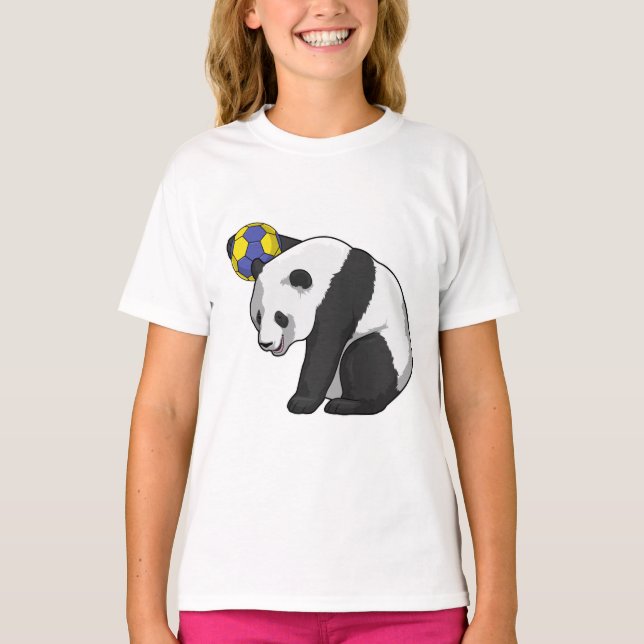 Panda at Handball Sports T-Shirt (Front)