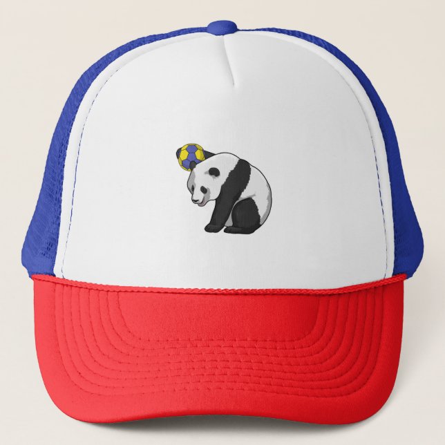 Panda at Handball Sports Trucker Hat (Front)