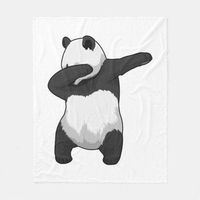 Panda at Hip Hop Dance Dab Fleece Blanket (Front)