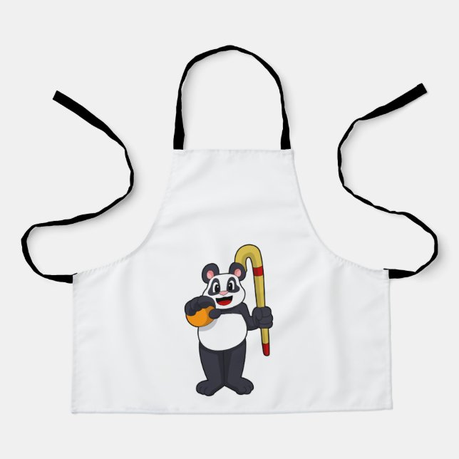 Panda at Hockey with Hockey bat Apron (Front)