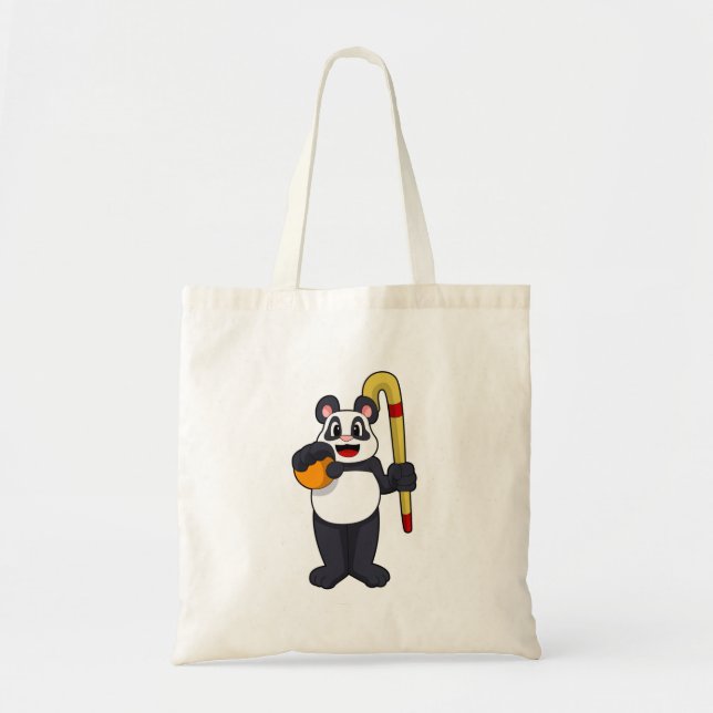 Panda at Hockey with Hockey bat Tote Bag (Front)