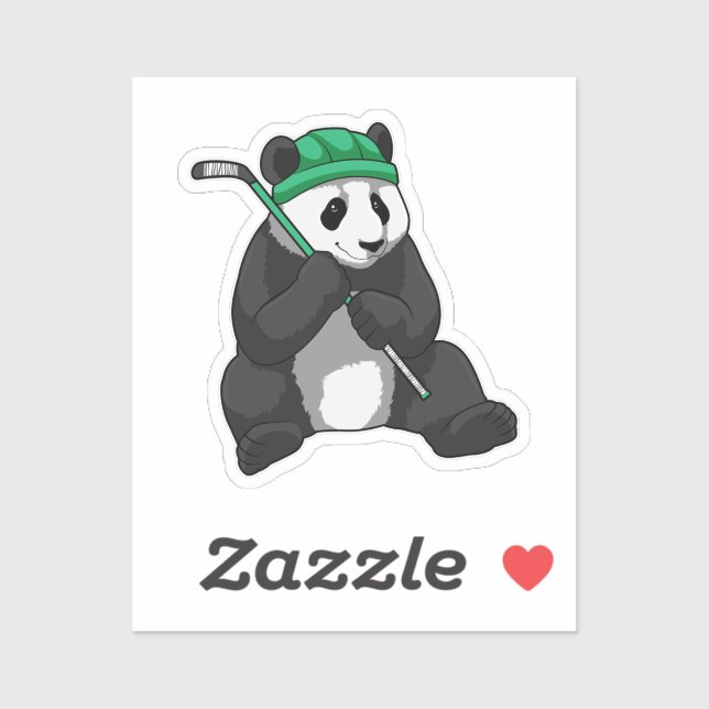 Panda at Ice hockey with Ice hockey stick (Sheet)